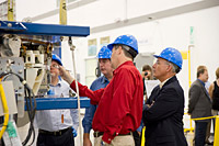 Review of Docking System Mockups by NASA ISS Management